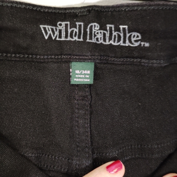 Sz 18 Wild Fable Black Denim Jeans Cotton Stretch Skinny Tapered Leg 34R - Picture 11 of 12